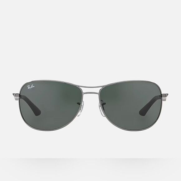 Ray-Ban RB3519 Polished Gunmetal Pilot Frames Sunglasses NWT $198 - Picture 1 of 7